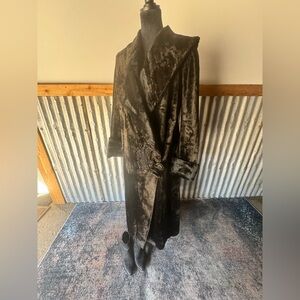 1920’s Edwardian Luxurious Black Faux Seal floor length coat